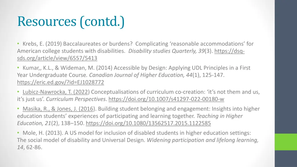resources contd