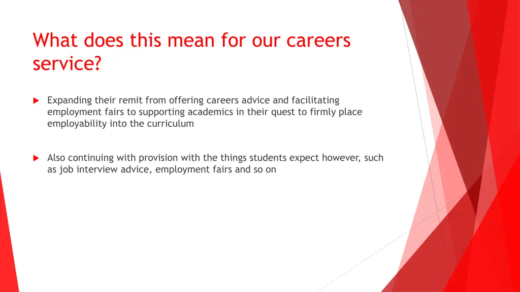 what does this mean for our careers service