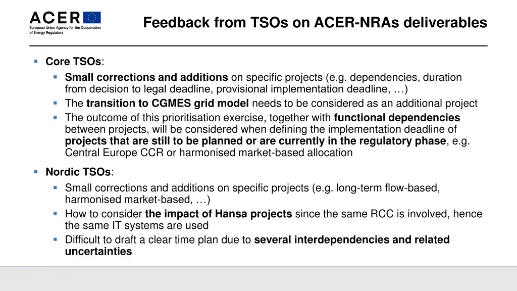 feedback from tsos on acer nras deliverables