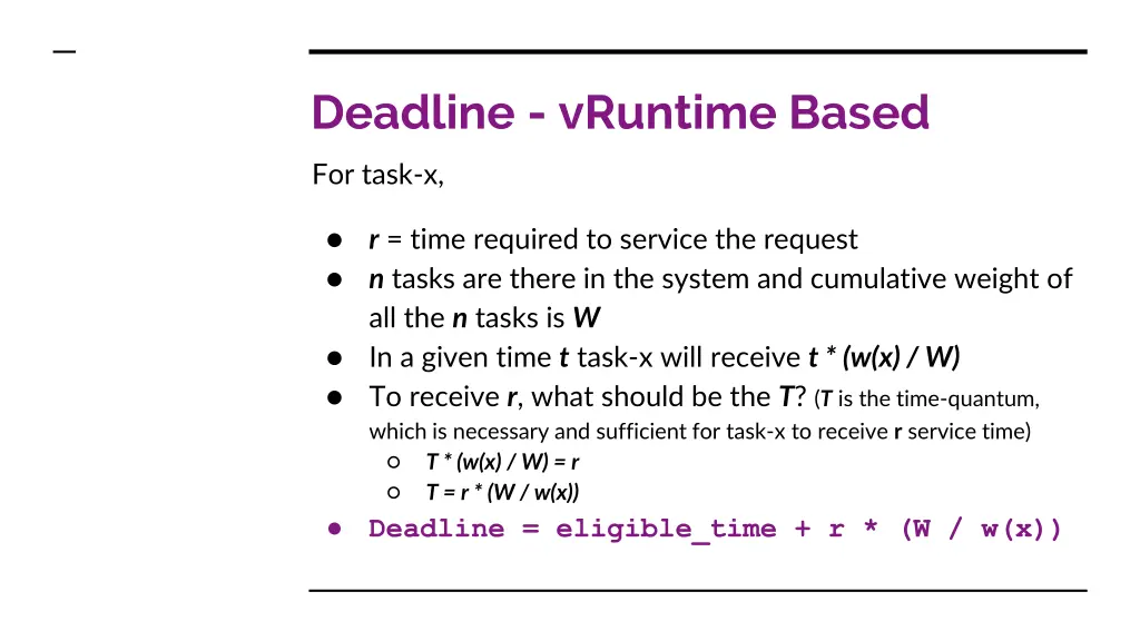 deadline vruntime based 2