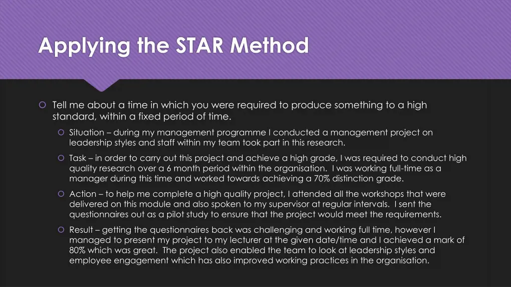 applying the star method