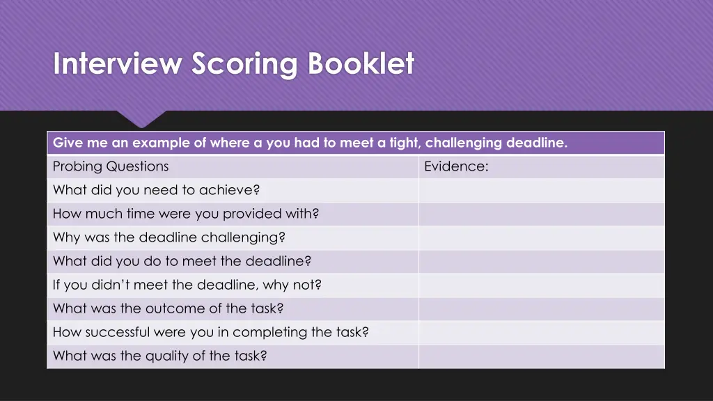 interview scoring booklet