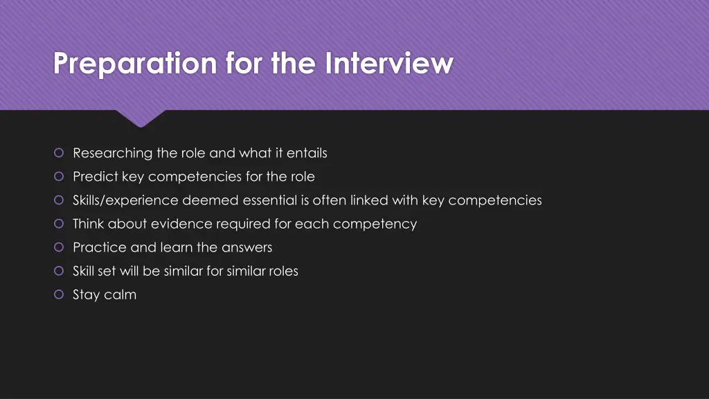 preparation for the interview