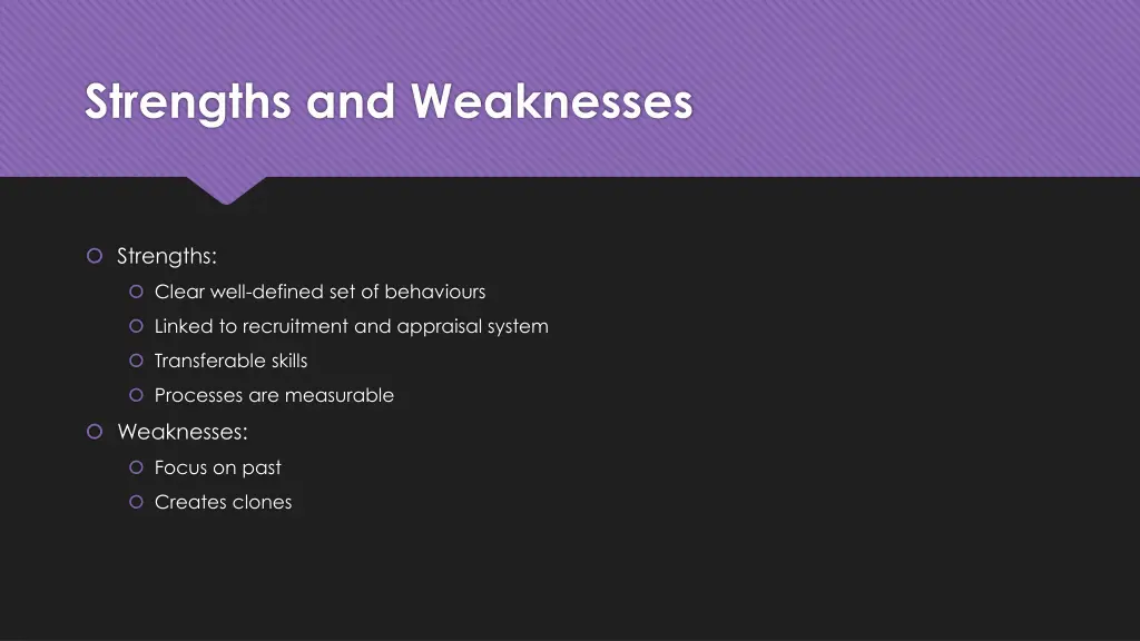 strengths and weaknesses