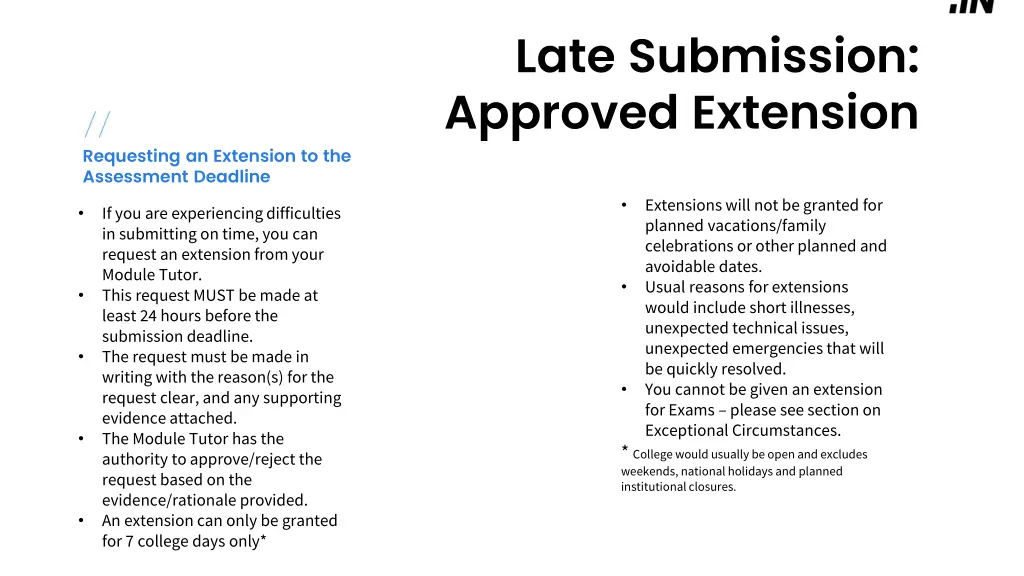 late submission approved extension