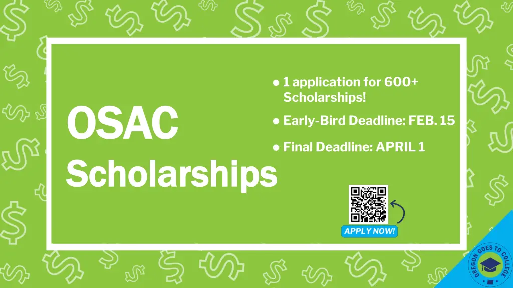 1 application for 600 scholarships
