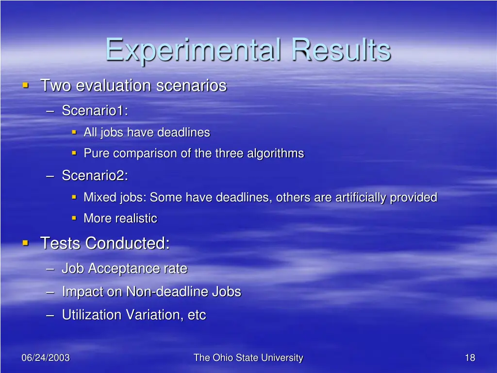experimental results