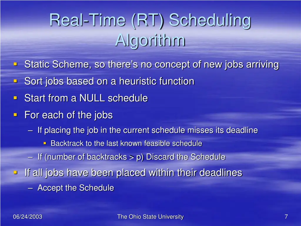 real time rt scheduling algorithm