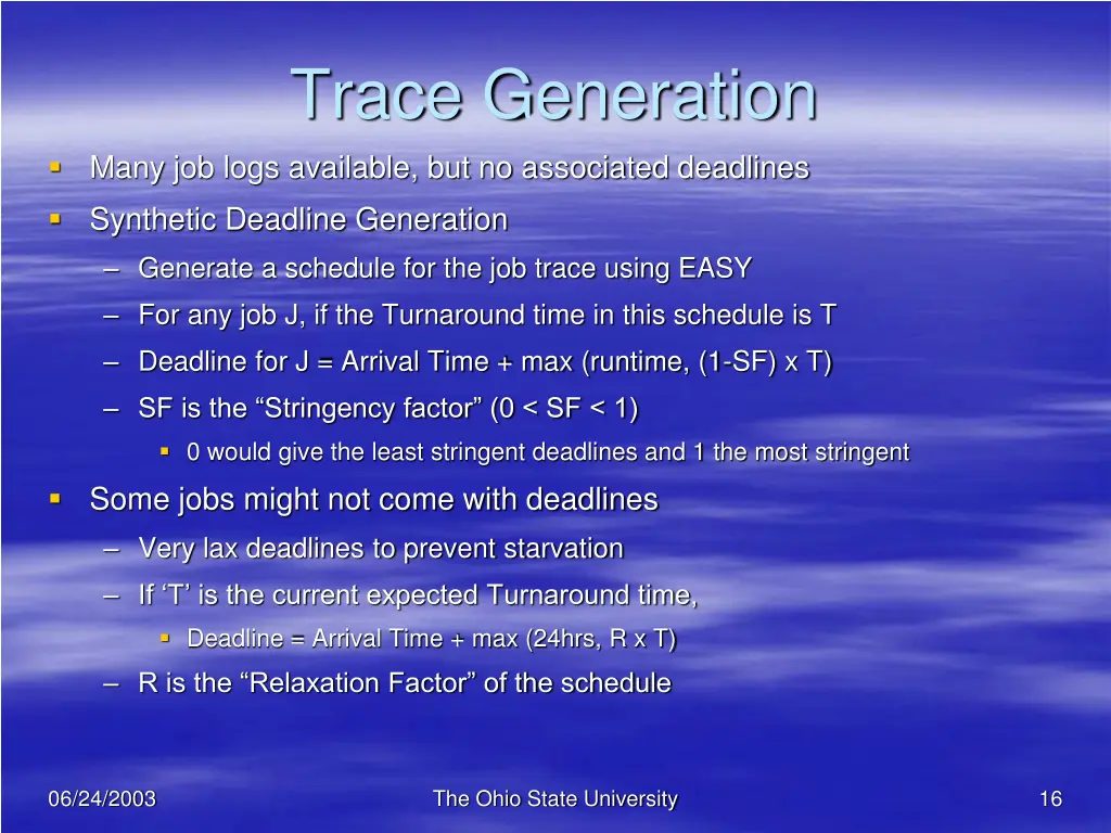 trace generation many job logs available