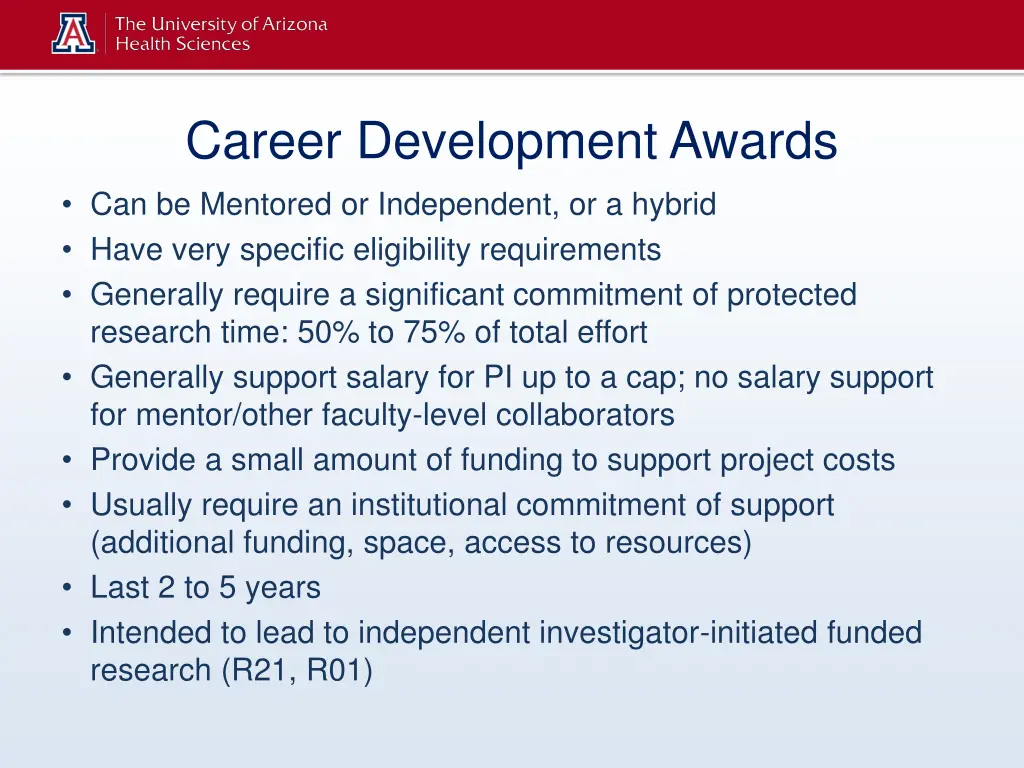 career development awards can be mentored