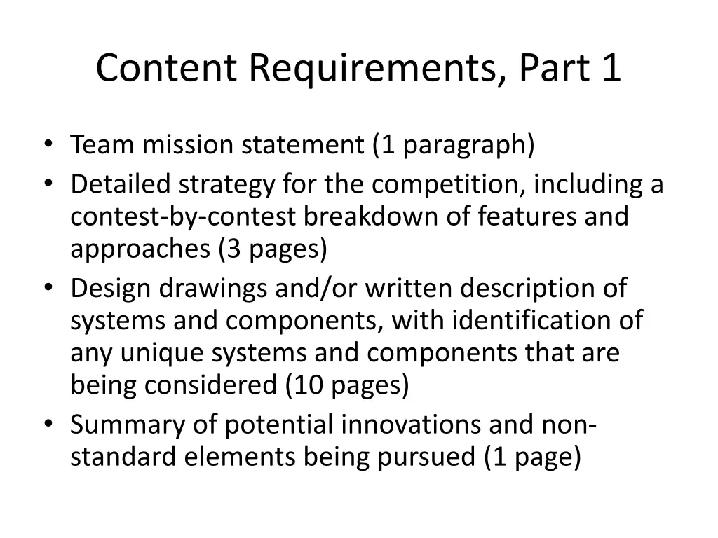 content requirements part 1