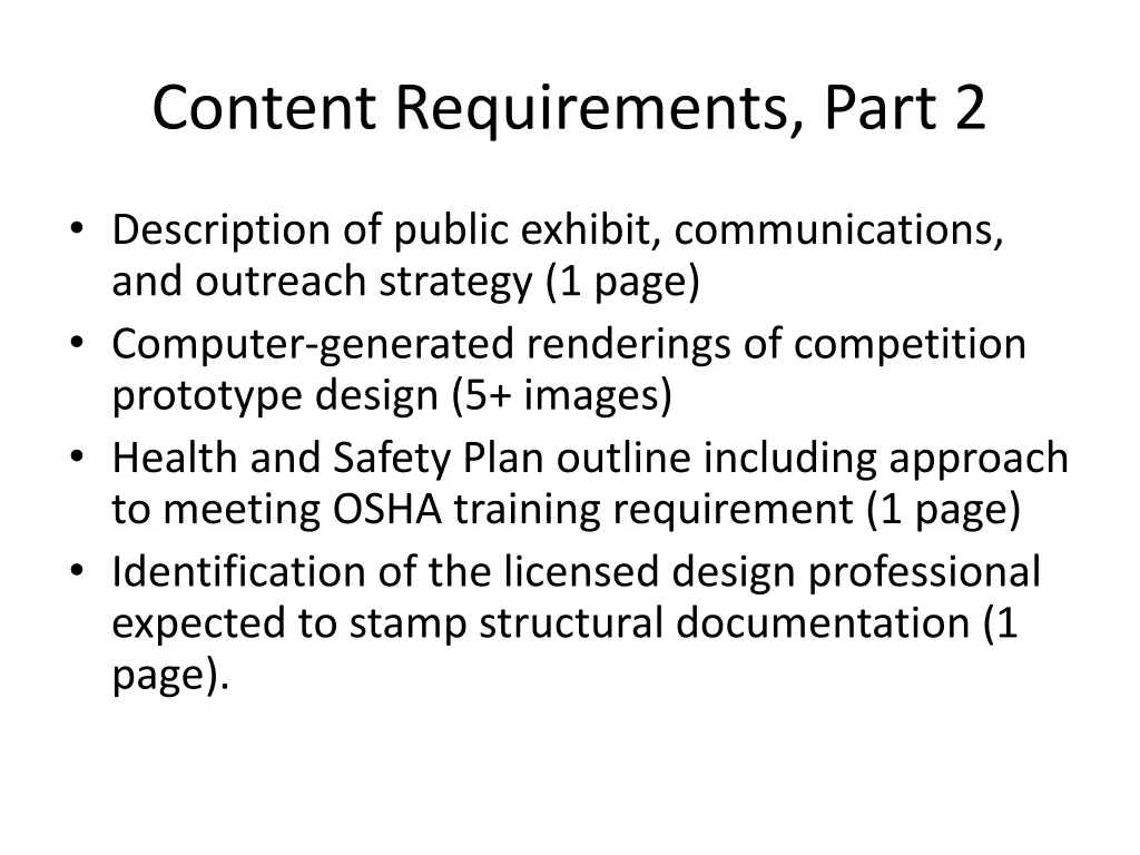 content requirements part 2