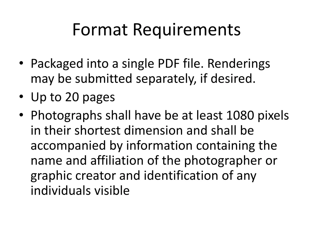 format requirements