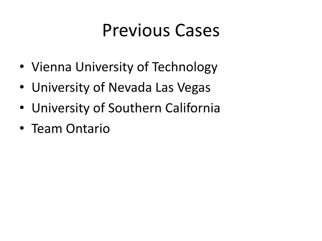 previous cases