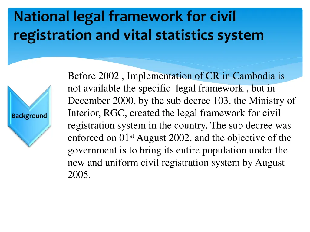 national legal framework for civil registration