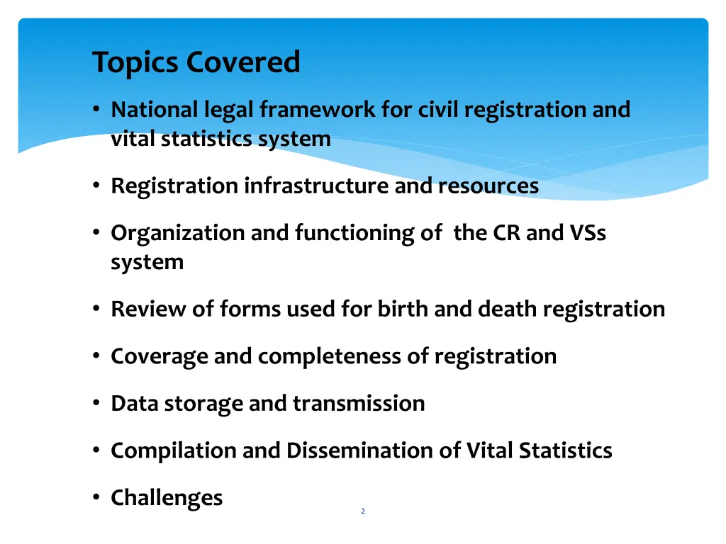 topics covered