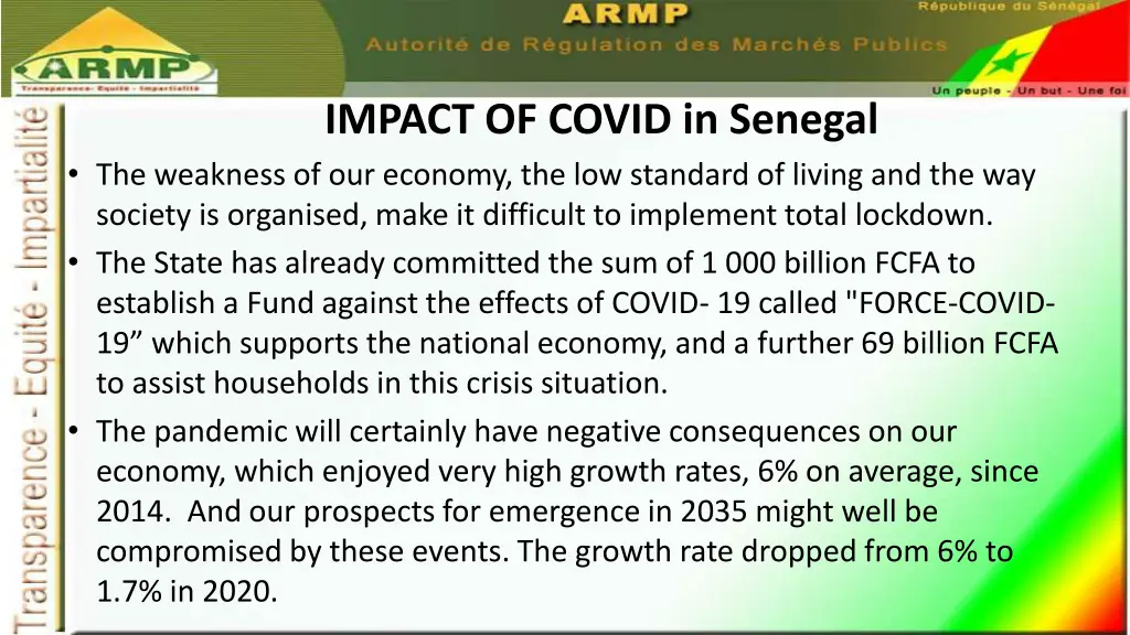 impact of covid in senegal the weakness