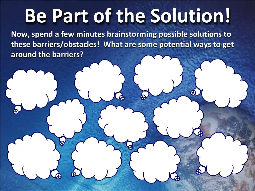 be part of the solution now spend a few minutes