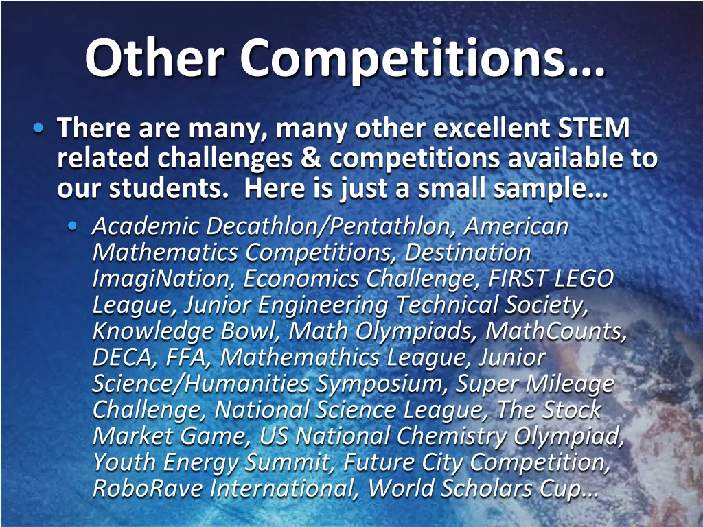 other competitions
