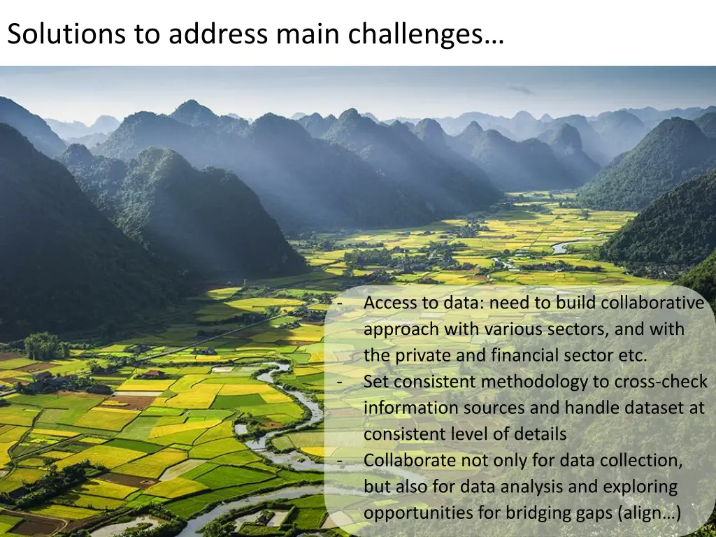 solutions to address main challenges