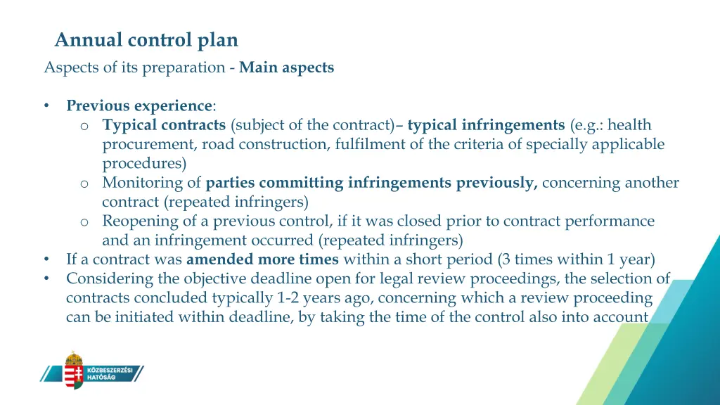 annual control plan