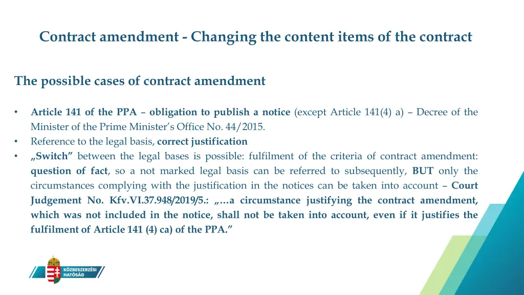 contract amendment changing the content items 2
