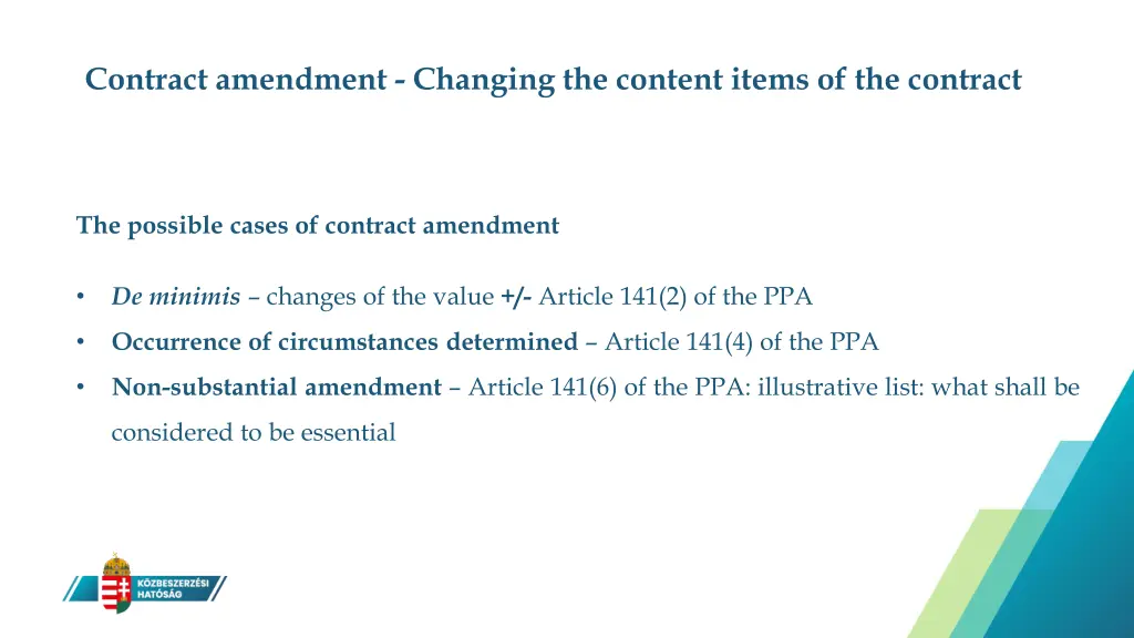 contract amendment changing the content items 3