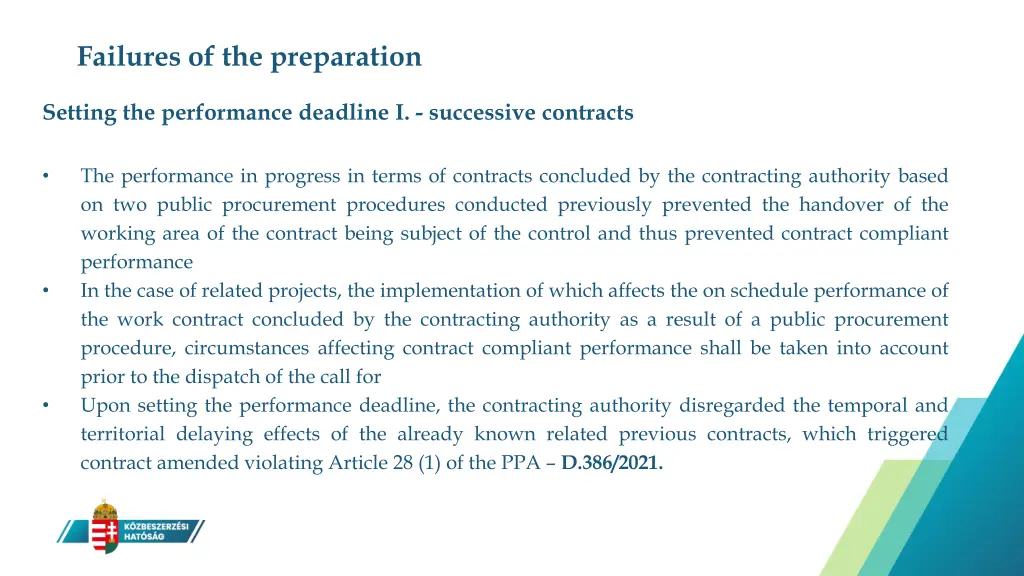failures of the preparation