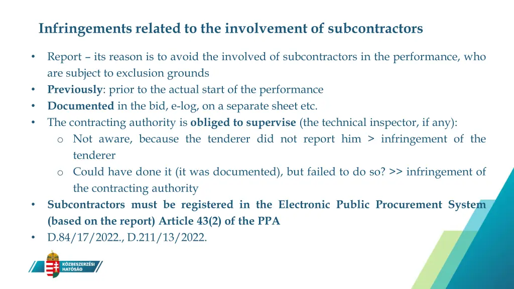 infringements related to the involvement 2
