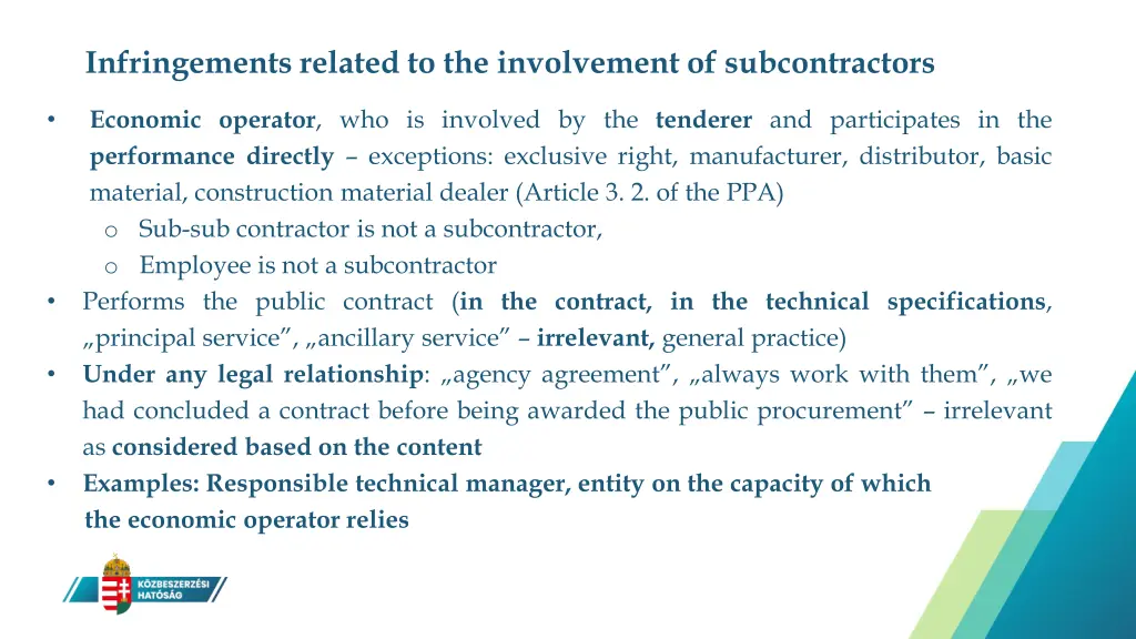 infringements related to the involvement