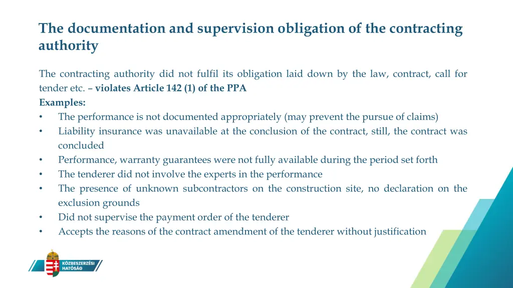 the documentation and supervision obligation