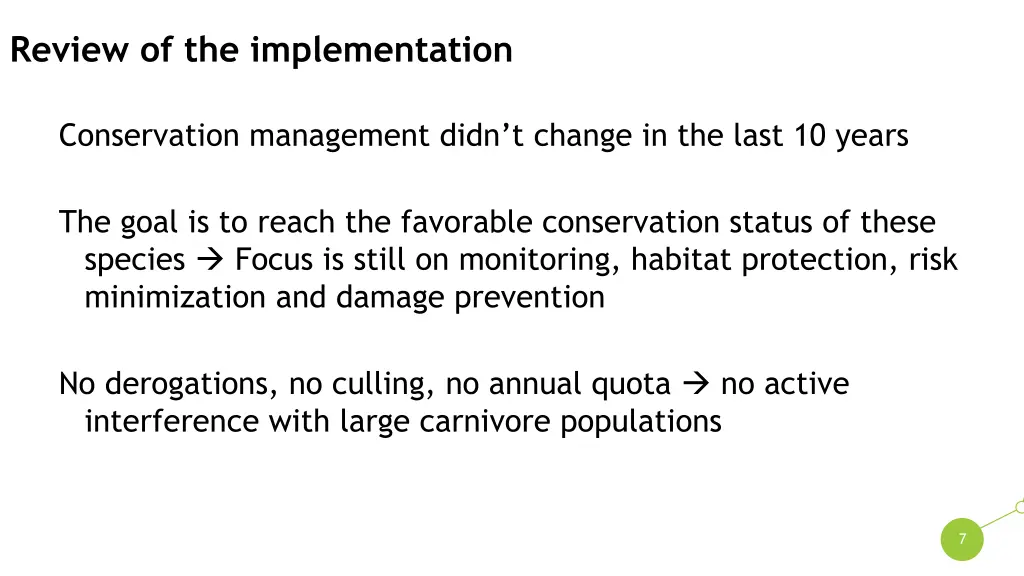 review of the implementation