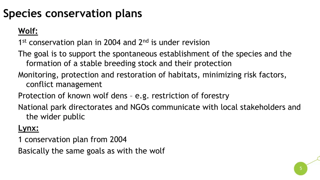 species conservation plans