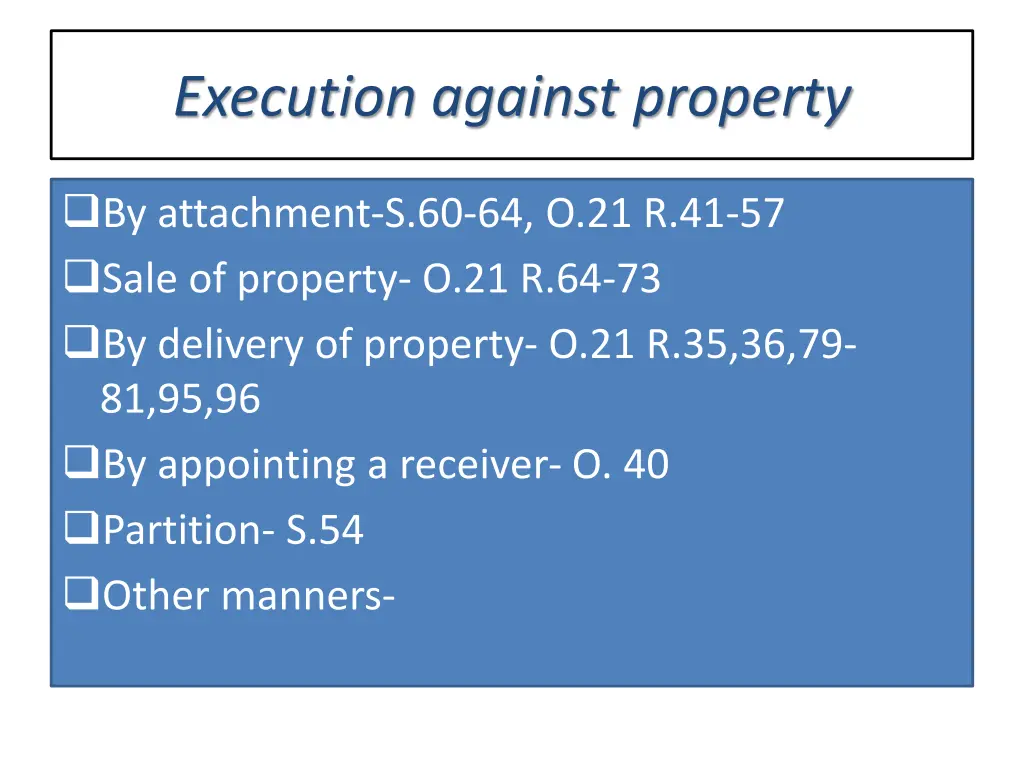 execution against property