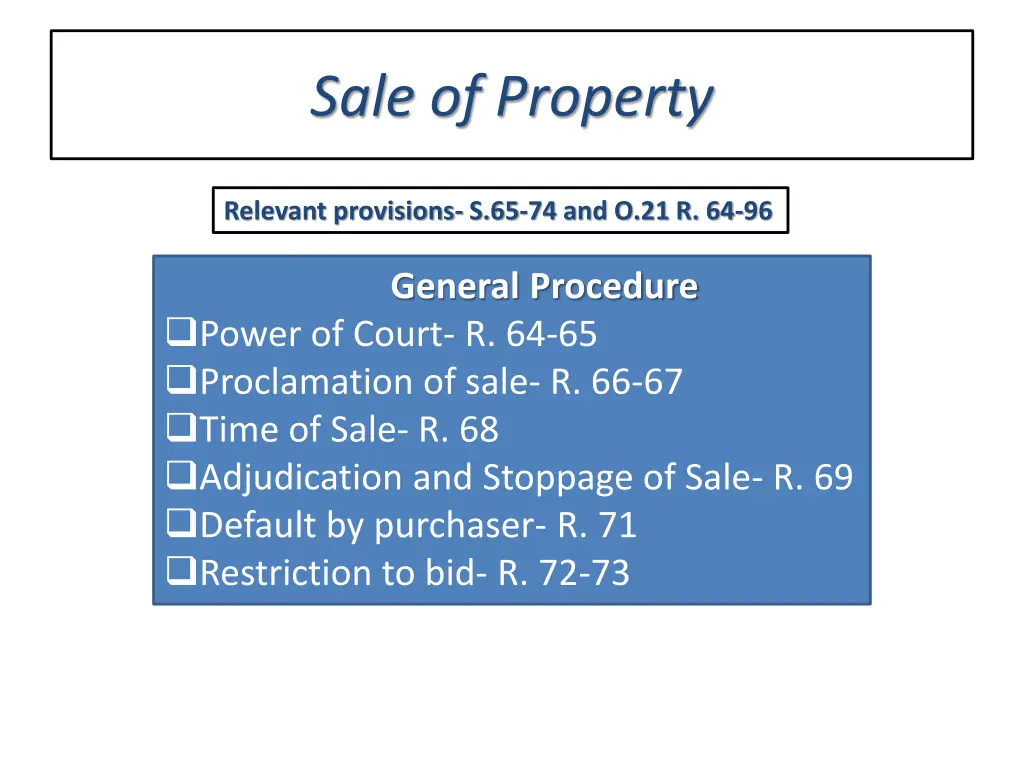 sale of property