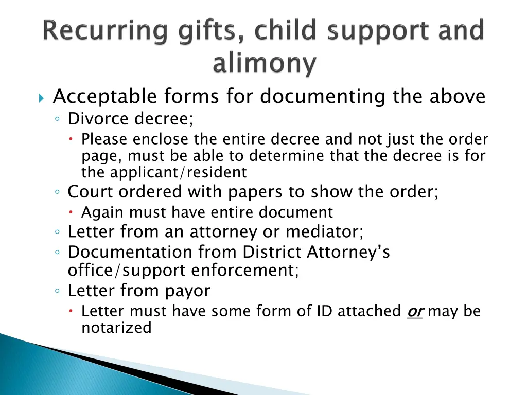 acceptable forms for documenting the above