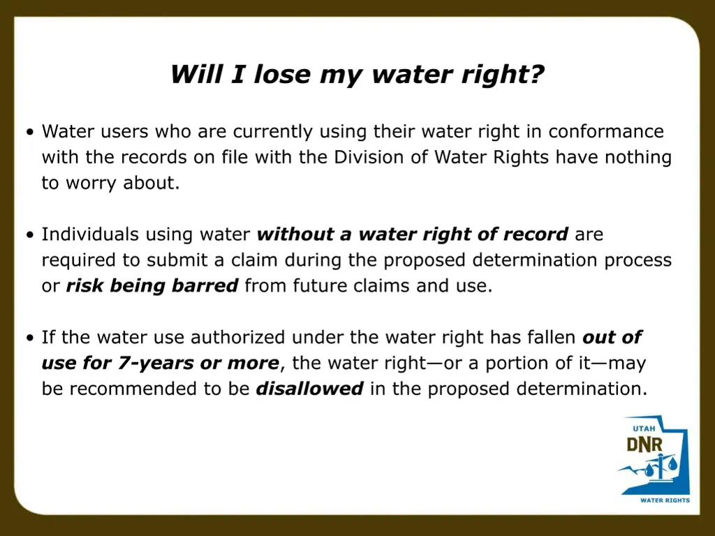 will i lose my water right