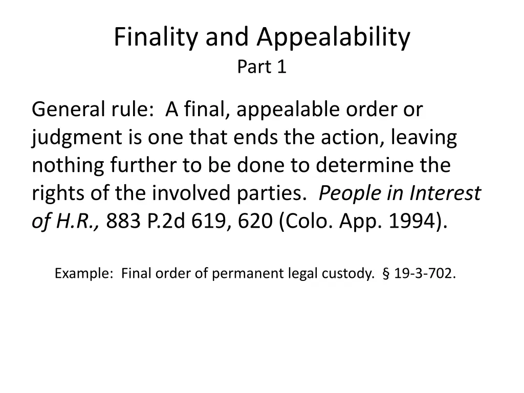 finality and appealability part 1