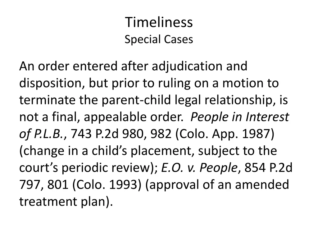 timeliness special cases 1