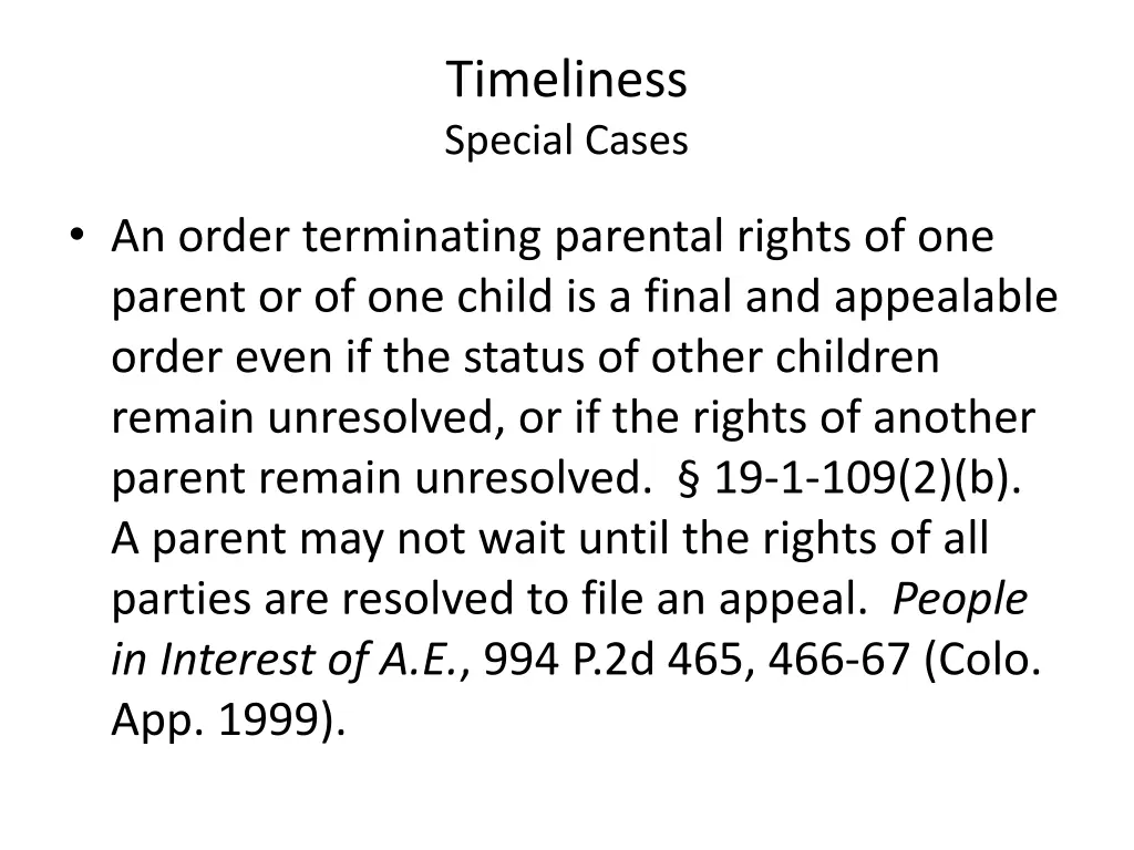 timeliness special cases 2