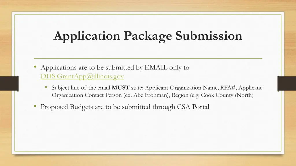 application package submission