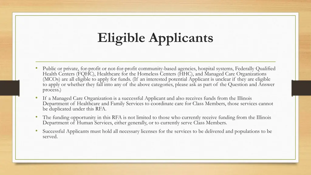 eligible applicants