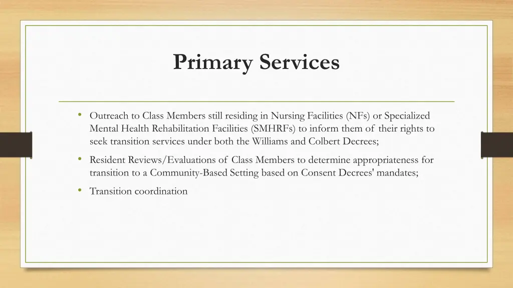primary services