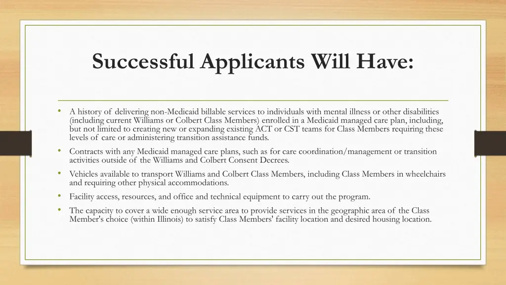 successful applicants will have 1
