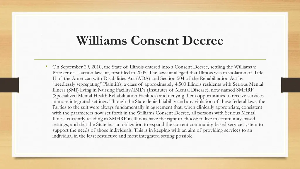 williams consent decree