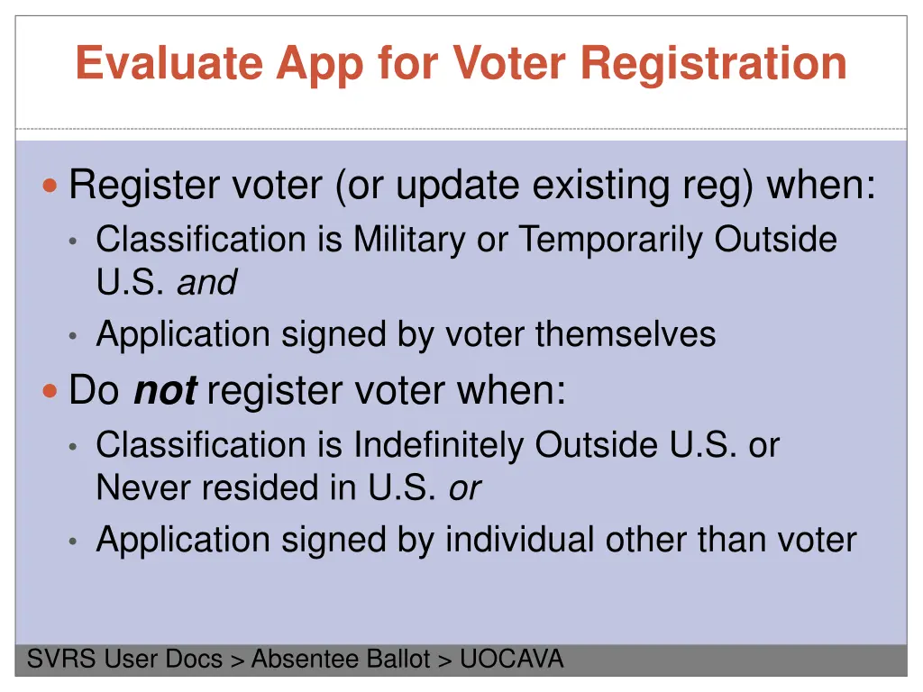 evaluate app for voter registration