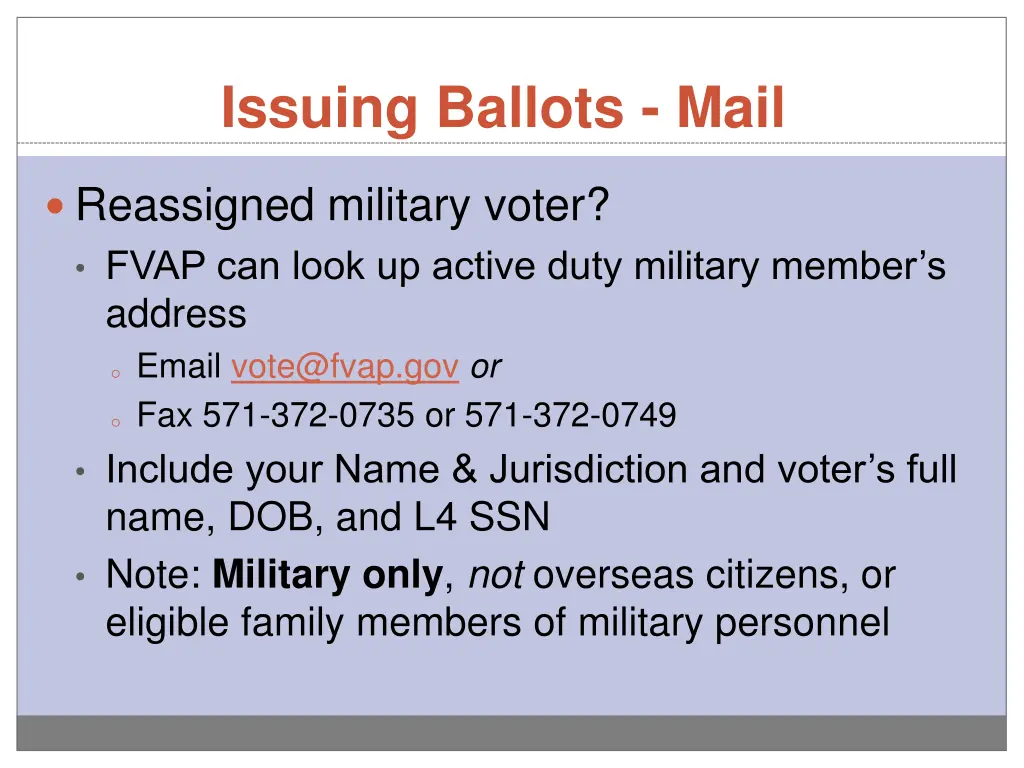 issuing ballots mail