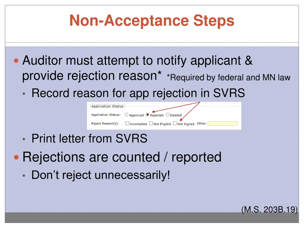 non acceptance steps