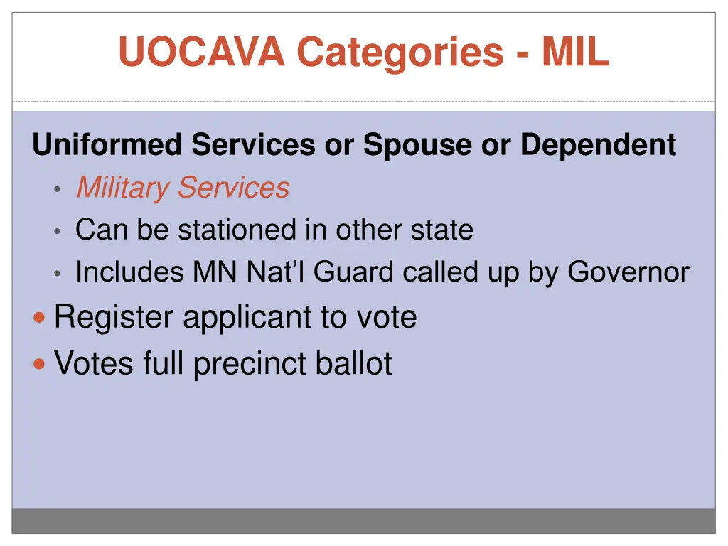 uocava categories mil