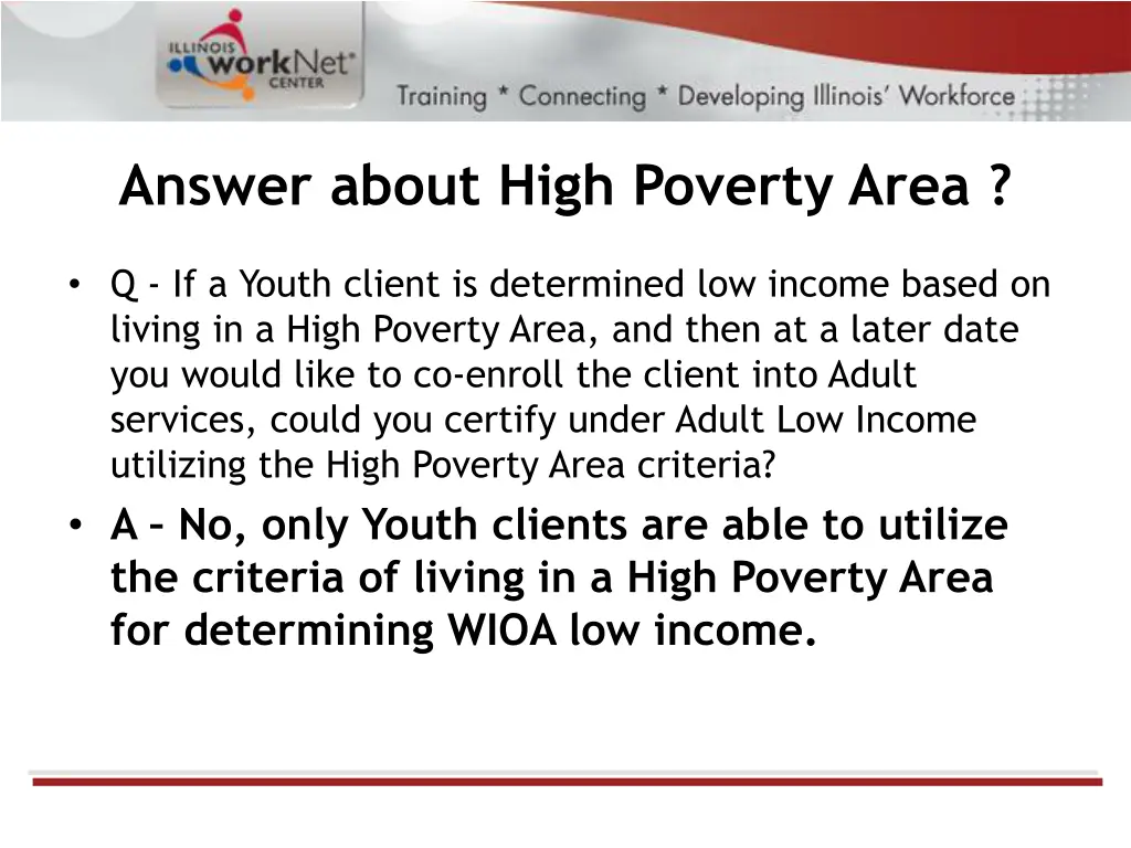 answer about high poverty area